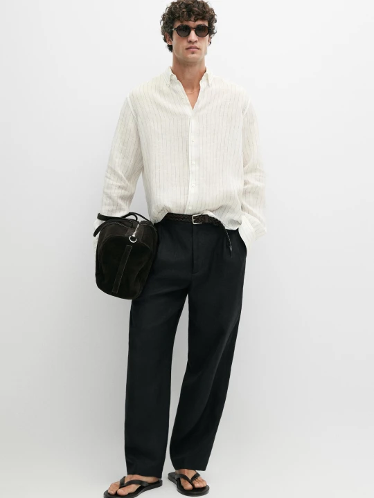 Zdjęcie produktu Koszula W Paski Ze 100% Lnu - Surowy - Massimo Dutti - Male