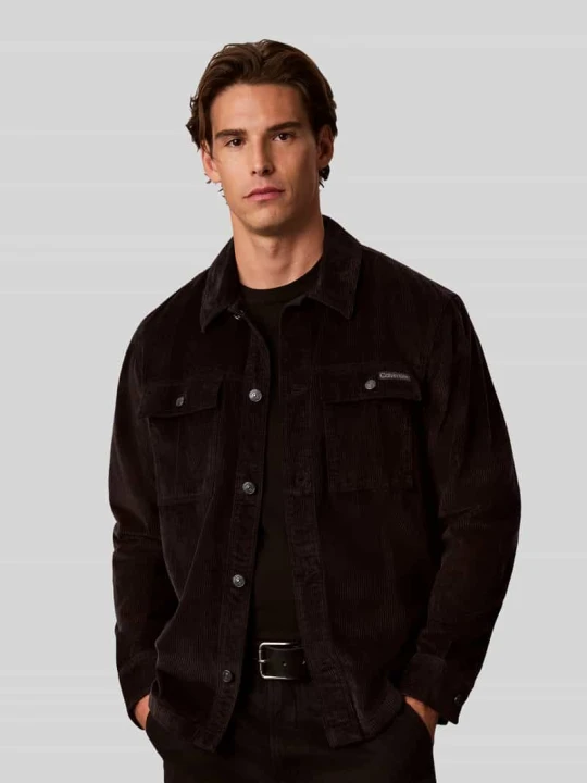 Zdjęcie produktu Koszula wierzchnia o kroju regular fit z bawełny o strukturze sztruksu Calvin Klein Jeans Czarny