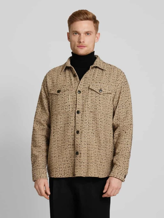 Zdjęcie produktu Koszula wierzchnia z fakturowanym wzorem model ‘BOXY-MASONBOUCLE’ Selected Homme Piaskowy