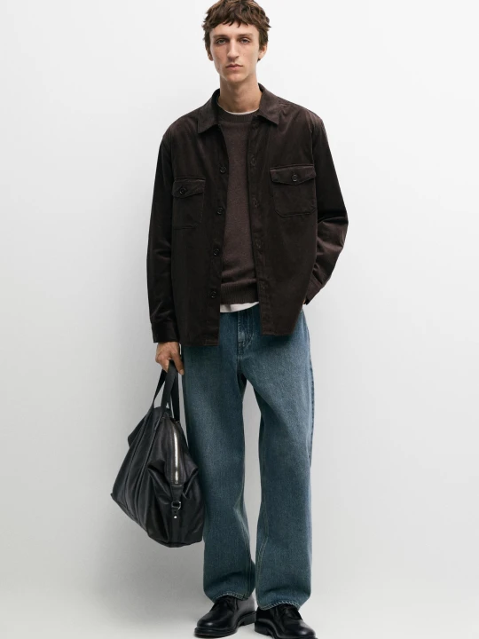 Zdjęcie produktu Koszula Wierzchnia Z Ozdobnymi Kieszeniami Ze 100% Bawełny - Brązowy - Massimo Dutti - Male