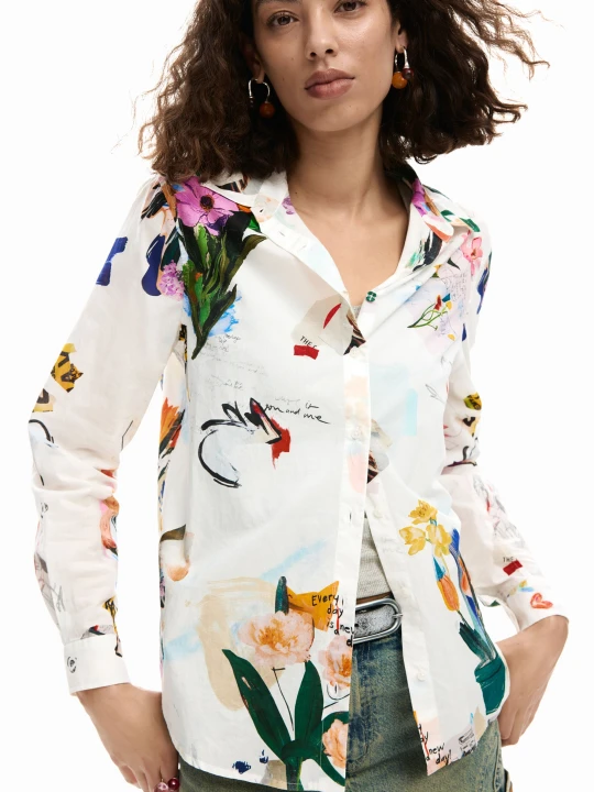 Zdjęcie produktu koszula collage w kwiaty Desigual biały
