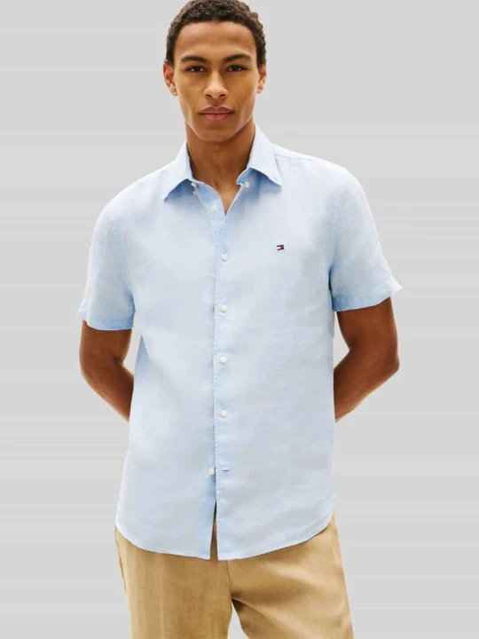 Zdjęcie produktu Koszula z krótkim rękawem o kroju regular fit z czystego lnu Tommy Hilfiger Jasnoniebieski