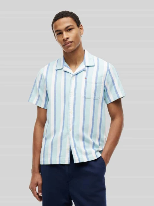 Zdjęcie produktu Koszula z krótkim rękawem o kroju regular fit z czystej bawełny Tommy Hilfiger Morski