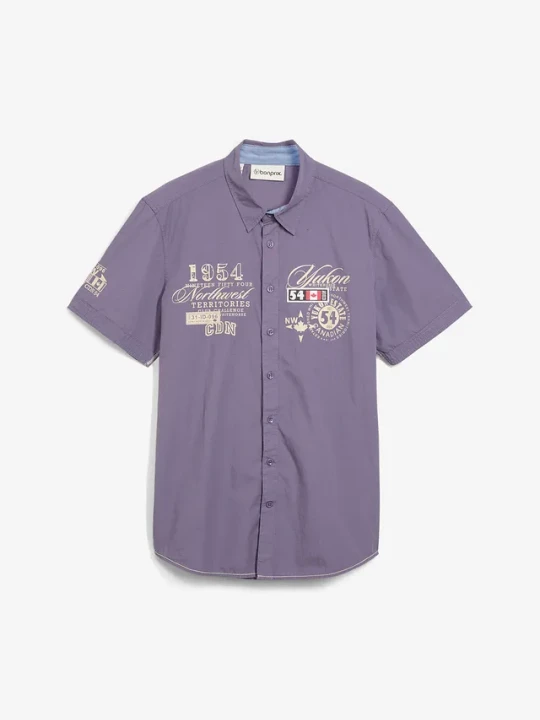 Zdjęcie produktu Koszula z krótkim rękawem, slim fit BonPrix fioletowy