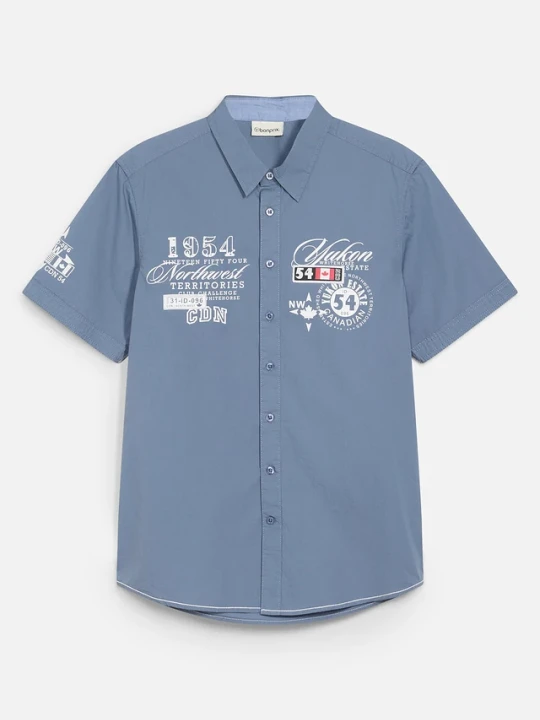 Zdjęcie produktu Koszula z krótkim rękawem, slim fit BonPrix niebieski
