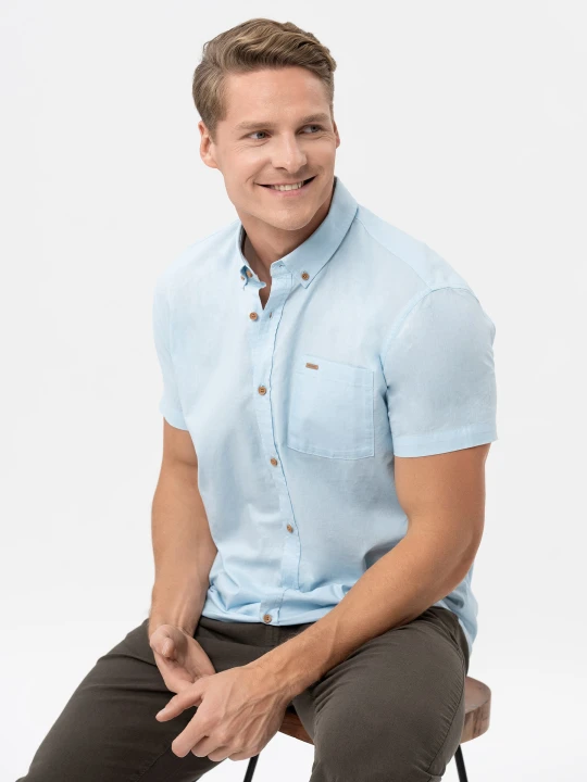 Zdjęcie produktu Koszula z lnem, Regular Fit, C-LIN Volcano Jasny niebieski