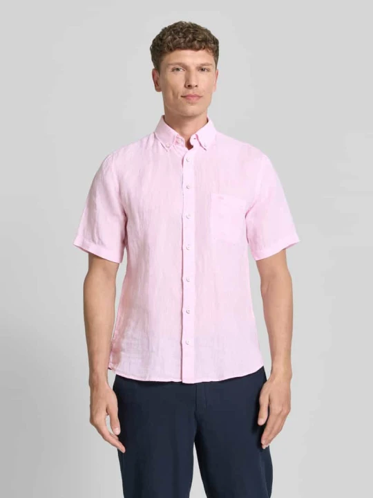 Zdjęcie produktu Koszula z lnu o kroju regular fit z kołnierzykiem typu button down FYNCH-HATTON Jasnoróżowy