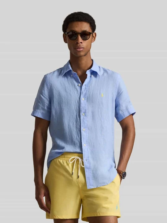 Zdjęcie produktu Koszula z lnu o kroju regular fit z kołnierzykiem typu button down Polo Ralph Lauren Błękitny