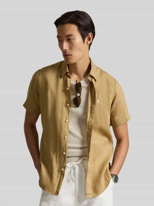 Zdjęcie produktu Koszula z lnu o kroju regular fit z kołnierzykiem typu button down Polo Ralph Lauren Orzechowy