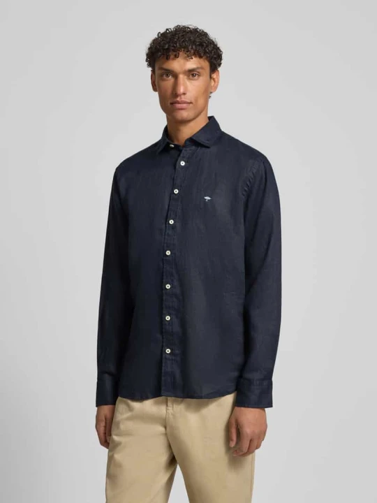 Zdjęcie produktu Koszula z lnu o kroju slim fit z kołnierzykiem typu cutaway FYNCH-HATTON Granatowy