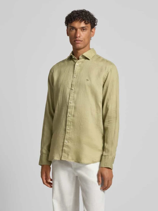 Zdjęcie produktu Koszula z lnu o kroju slim fit z kołnierzykiem typu cutaway FYNCH-HATTON Jasnozielony
