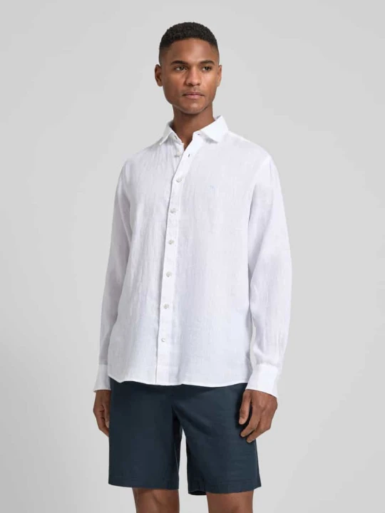 Zdjęcie produktu Koszula z lnu o kroju slim fit z kołnierzykiem typu cutaway FYNCH-HATTON Biały