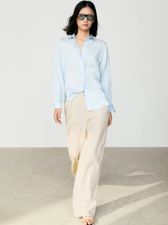 Zdjęcie produktu Koszula Z Lyocellu O Luźnym Kroju - Błękitny - Massimo Dutti - Female