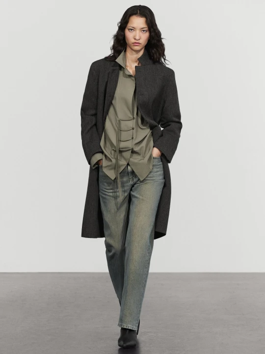 Zdjęcie produktu Koszula Z Ozdobnymi Guzikami - Szary Średni - Massimo Dutti - Female