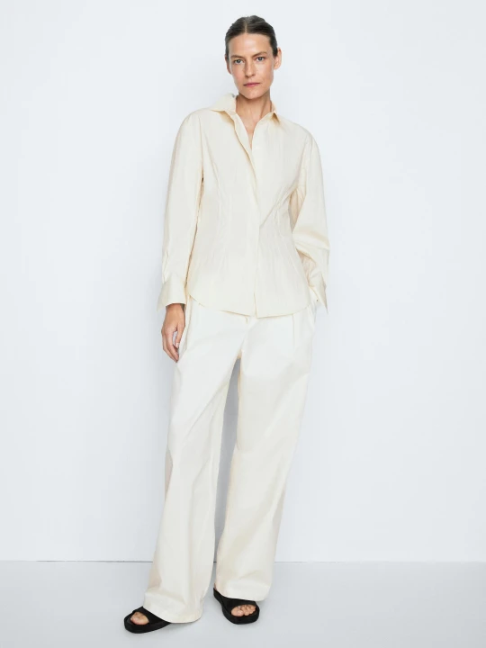 Zdjęcie produktu Koszula Z Ozdobnymi Szwami – Studio - Beżowy - Massimo Dutti - Female