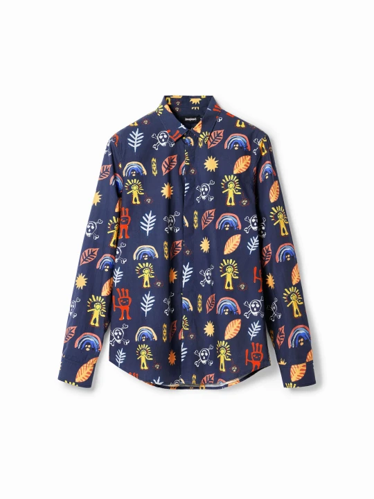 Zdjęcie produktu Koszula z popeliny w stylu arty Desigual niebieski