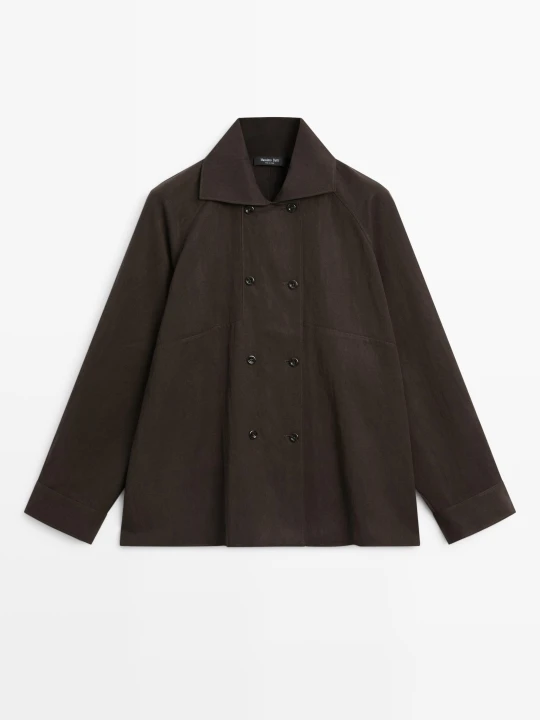 Zdjęcie produktu Koszula Z Dwurzędowym Zapięciem - Brązowy - Massimo Dutti - Female