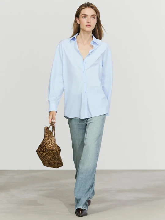 Zdjęcie produktu Koszula Ze 100% Bawełnianej Popeliny - Błękitny - Massimo Dutti - Female