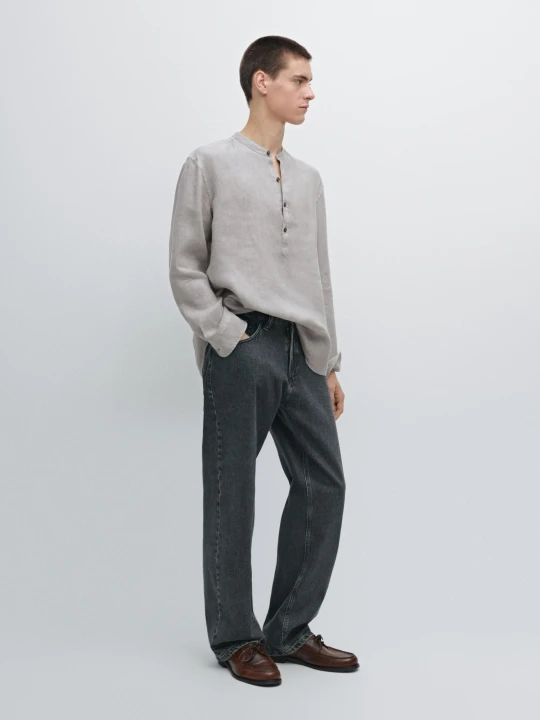 Zdjęcie produktu Koszula Ze 100% Lnu - Szary - - Massimo Dutti - Mężczyzna