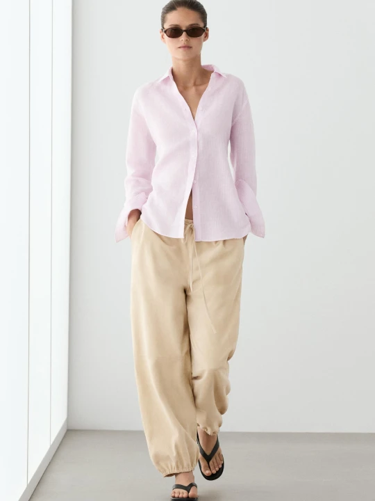 Zdjęcie produktu Koszula Ze 100% Lnu W Paski - Różowy - Massimo Dutti - Female
