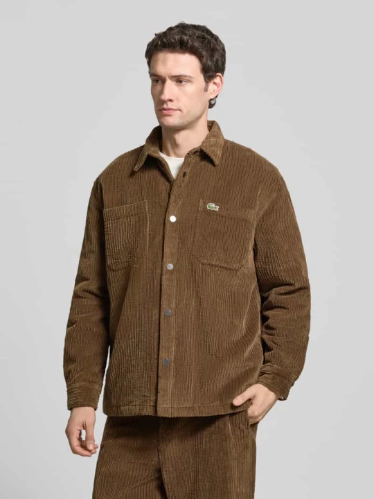 Zdjęcie produktu Koszula ze sztruksu o kroju regular fit z naszywką z logo Lacoste Orzechowy