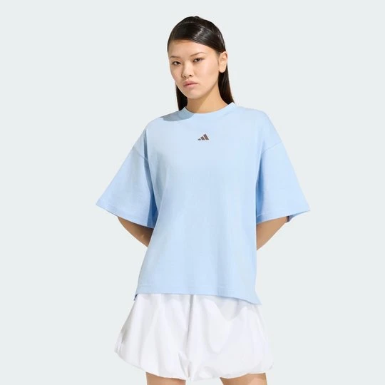 Zdjęcie produktu KOSZULKA 3 STRIPES STUDIO BOYFRIEND TEE Adidas Glow Blue