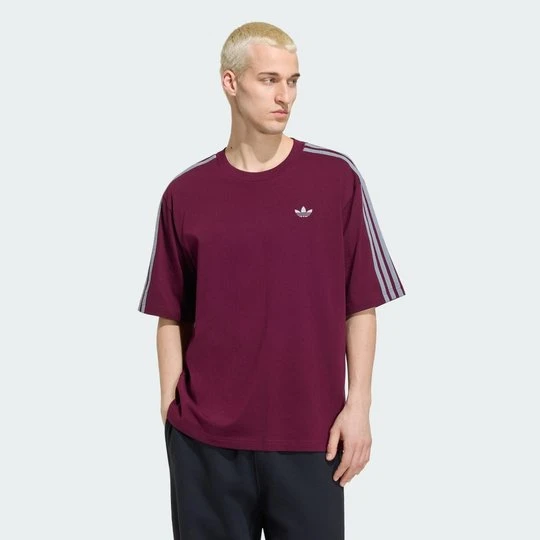 Zdjęcie produktu KOSZULKA ADICOLOR 3-STRIPES OVERSIZED Adidas bordowy