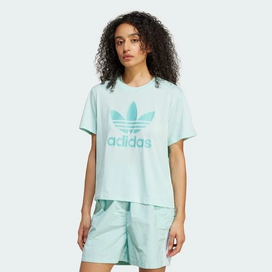 Zdjęcie produktu Koszulka Adicolor Trefoil Boxy Adidas Semi Flash Aqua