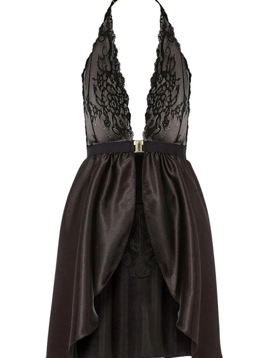 Zdjęcie produktu Koszulka babydoll + stringi (2 części) BonPrix czarny