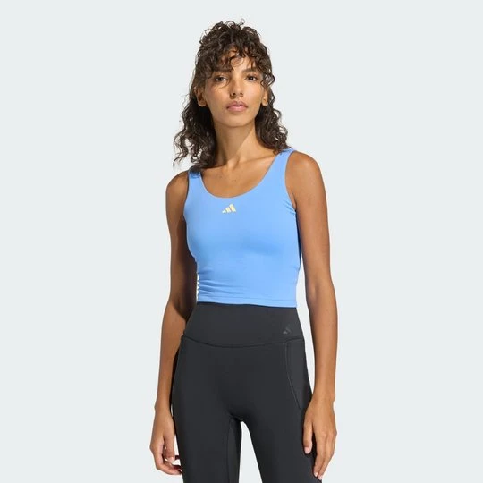 Zdjęcie produktu Koszulka bez rękawów 3 Stripes Studio All Me Light Support Adidas Blue Fusion
