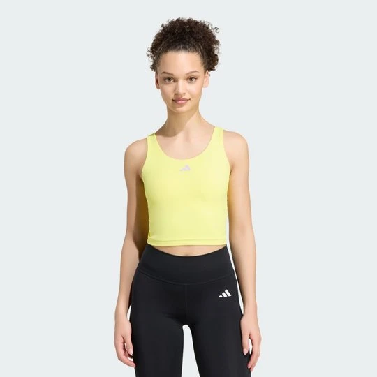 Zdjęcie produktu Koszulka bez rękawów 3 Stripes Studio All Me Light Support Adidas Pure Lemon