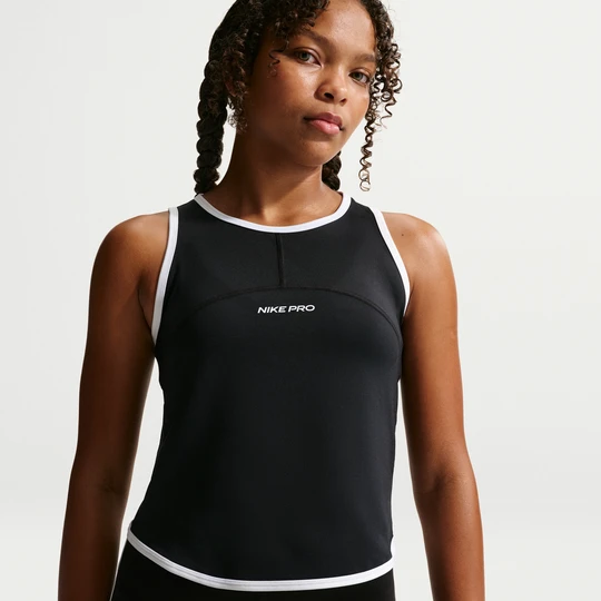 Zdjęcie produktu Koszulka bez rękawów dla dziewcząt Dri-FIT Nike Pro - Czerń
