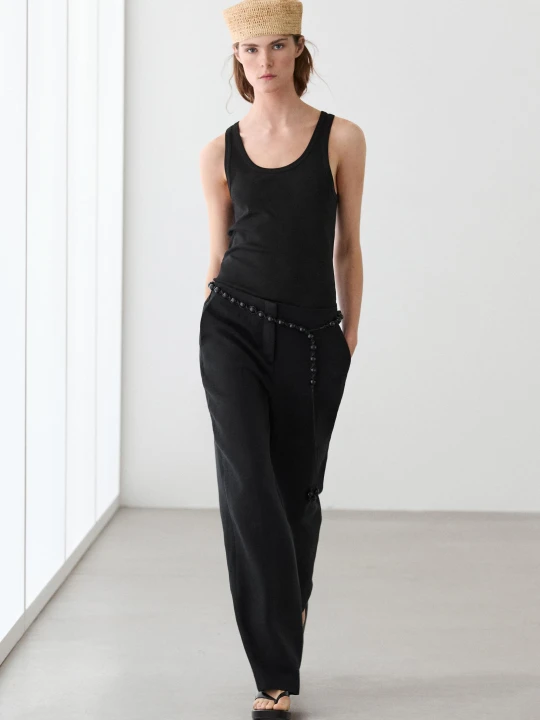 Zdjęcie produktu Koszulka Bez Rękawów Ze 100% Bawełny - Czarny - Massimo Dutti - Female