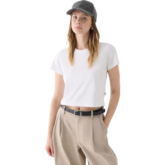 Zdjęcie produktu Koszulka, crop top damski OTHWAW24TTSHF2139 Outhorn Biały