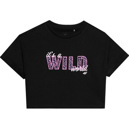 Zdjęcie produktu Koszulka, crop top dziewczęcy 4FJWSS24TTSHF1144 4F Czarny