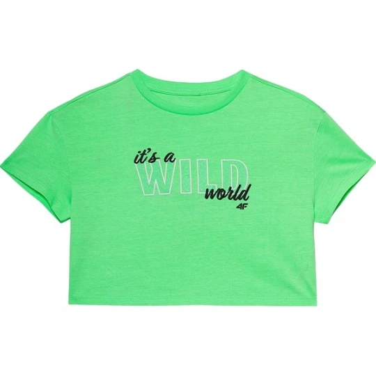 Zdjęcie produktu Koszulka, crop top dziewczęcy 4FJWSS24TTSHF1144 4F Zielony