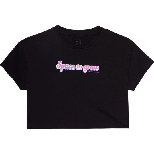 Zdjęcie produktu Koszulka, crop top dziewczęcy 4FJWSS24TTSHF1151 4F Czarny
