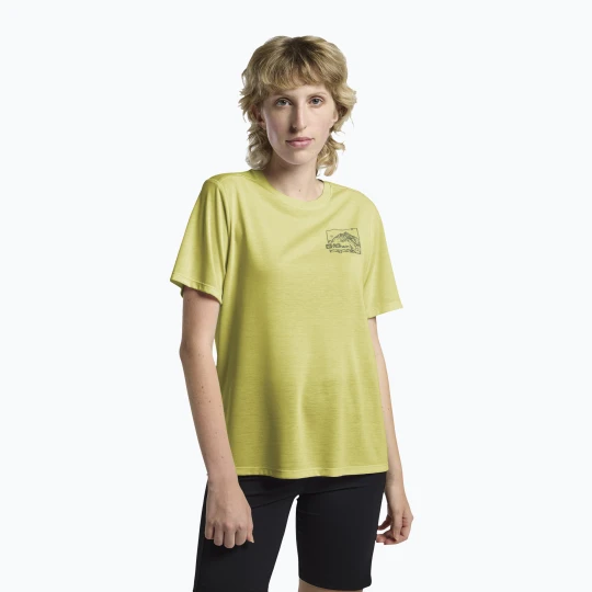 Zdjęcie produktu Koszulka damska Jack Wolfskin Vonnan Graphic ridge leaf lemon ice Żółty