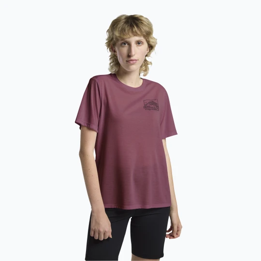 Zdjęcie produktu Koszulka damska Jack Wolfskin Vonnan Graphic ridge leaf raisin Różowy