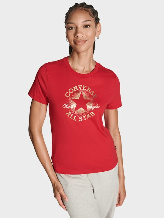 Zdjęcie produktu Koszulka Damska Metallic Chuck Taylor T-Shirt Converse Converse Red