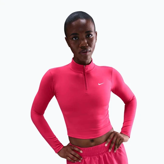 Zdjęcie produktu Longsleeve damski Nike One Fitted Dri-Fit 1 / 4 Zip Mid Layer rush pink / white