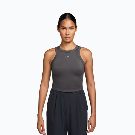 Zdjęcie produktu Koszulka damska Nike One Fitted Dri-Fit Cropped Tank thunder grey / white