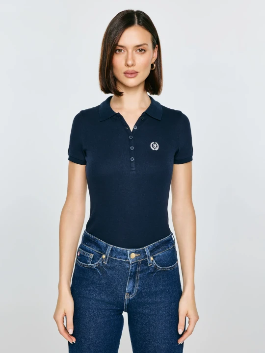 Zdjęcie produktu koszulka damska polo slim w prążek granatowa rella 403 Big Star