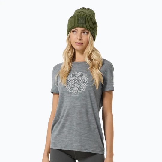 Zdjęcie produktu Koszulka damska super.natural Ornament Tee cashmere grey melange/leaf melange/white stone