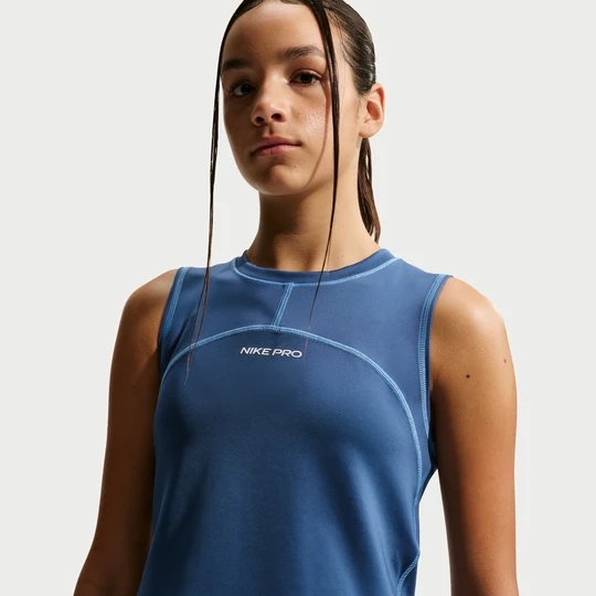 Zdjęcie produktu Koszulka dla dużych dzieci Dri-FIT Nike Pro - Niebieski