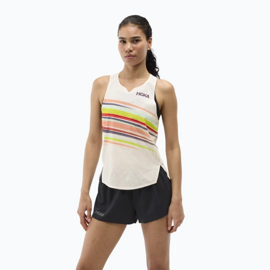 Zdjęcie produktu Koszulka do biegania damska HOKA Race Day Singlet alabaster flare Beżowy