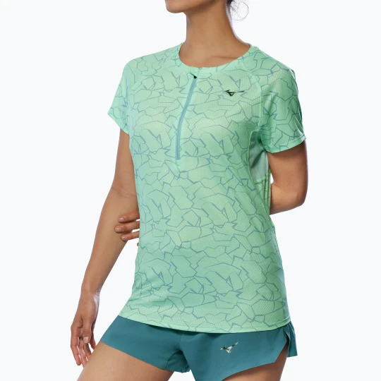 Zdjęcie produktu Koszulka do biegania damska Mizuno Graphic Trail Tee neo mint Zielony