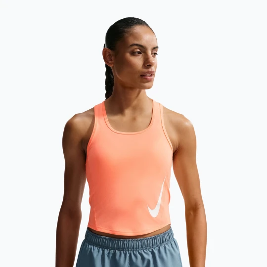 Zdjęcie produktu Koszulka do biegania damska Nike Swoosh Run Dri-Fit orange pulse / photon dust / white