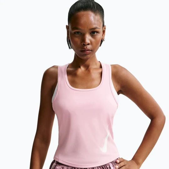 Zdjęcie produktu Koszulka do biegania damska Nike Swoosh Run Dri-Fit pink foam / photon dust / white