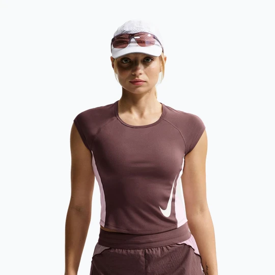 Zdjęcie produktu Koszulka do biegania damska Nike Swoosh Run Dri-Fit tattoo / pink foam / white Brązowy